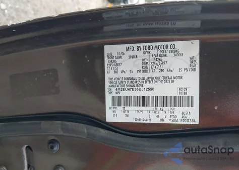 2006 Mercury Mountaineer Luxury from USA, damaged, VIN 4M2EU47E36UJ12550